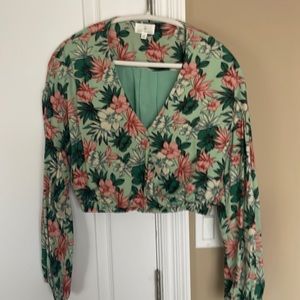 Lost+Wander floral long sleeved crop top